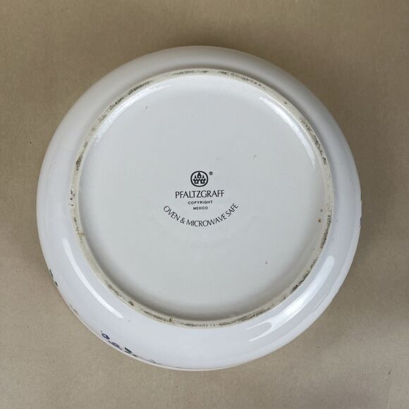 Pfaltzgraff April 8.5" Round Vegetable Oven Serving Bowl Floral Utensil Marks - Picture 4 of 7